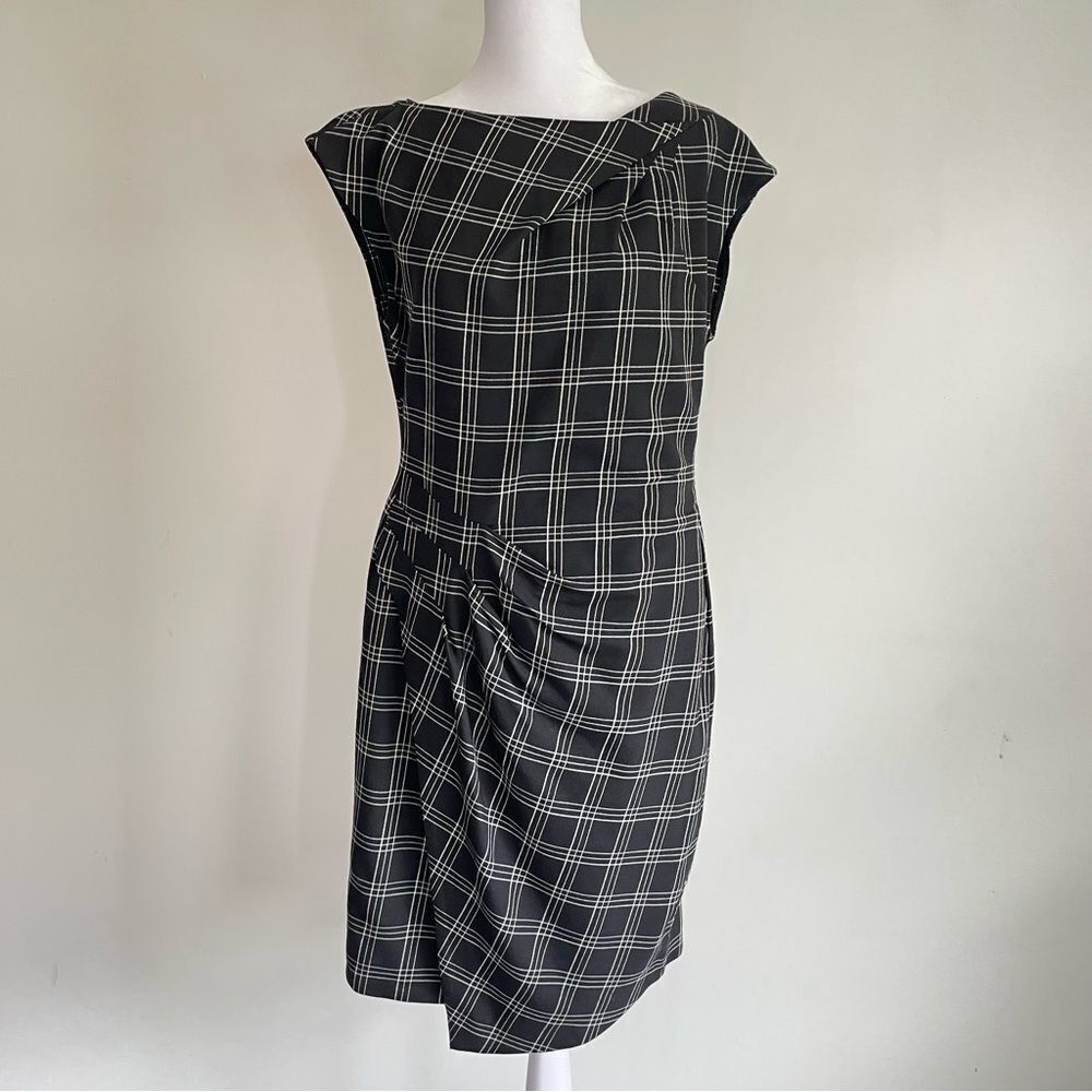 WORTH Black Plaid Sheath Wool Blend Sleeveless Dress Women’s Size 6